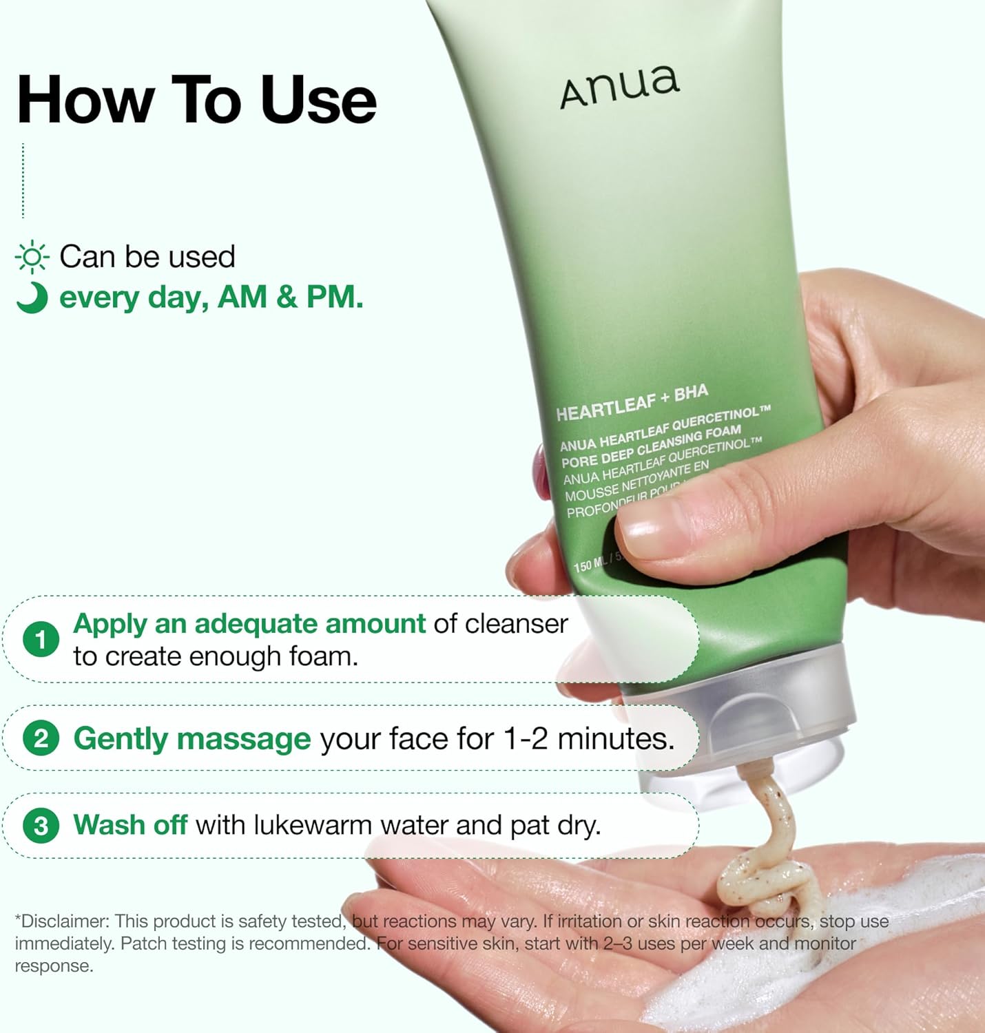 Anua Heartleaf Bha Quercetinol Pore Deep Cleansing Foam 150ml For Deep Cleansing, Pore Care & Oil Control
