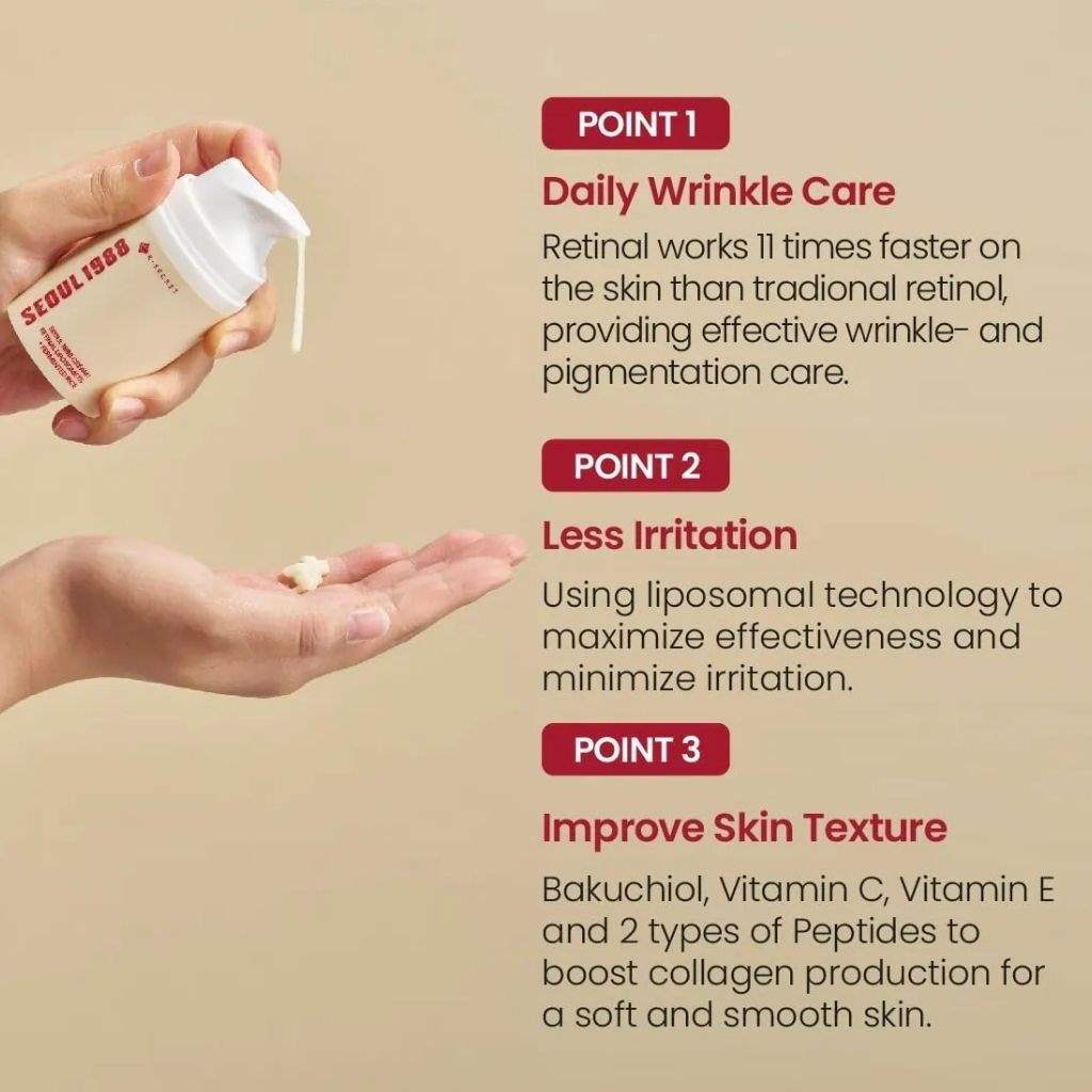 K-secret Seoul 1988 Retinal Lipo Cream 1% + Fermented Rice 50ml For Anti-aging, Wrinkle Care & Firming