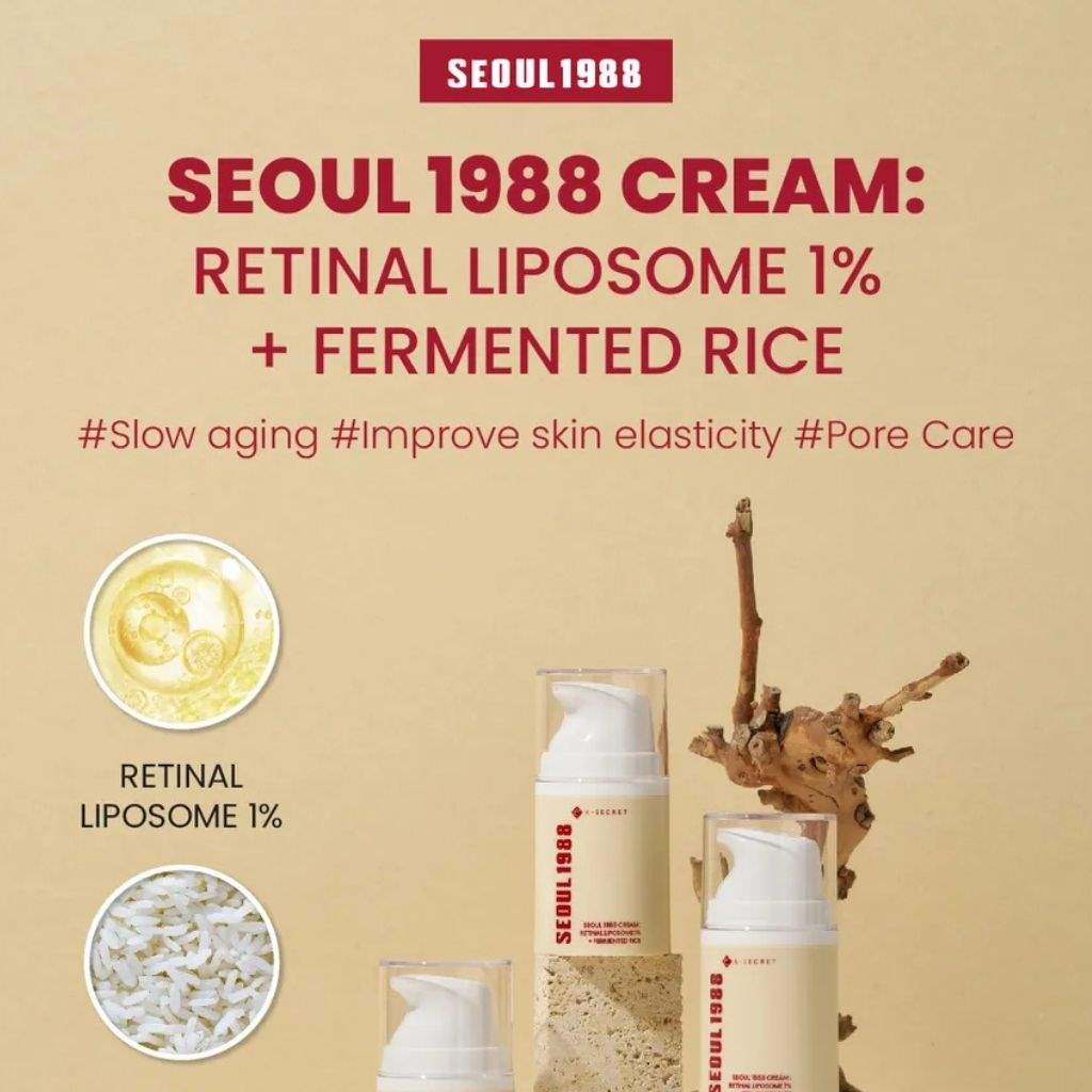 K-secret Seoul 1988 Retinal Lipo Cream 1% + Fermented Rice 50ml For Anti-aging, Wrinkle Care & Firming