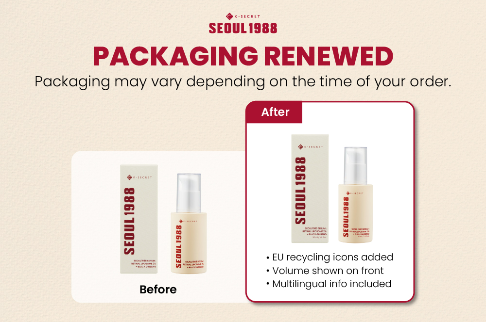 K-secret Seoul 1988 Retinal Lipo Serum 2% + Black Ginseng 30ml For Anti-aging, Firming & Wrinkle Care