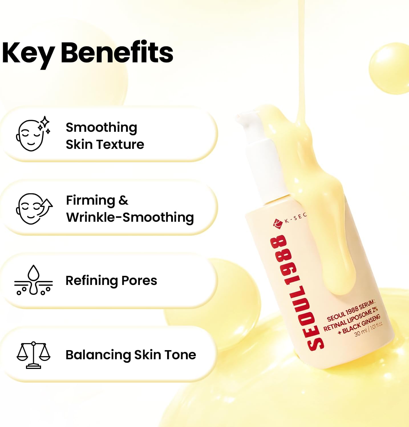 K-secret Seoul 1988 Retinal Lipo Serum 2% + Black Ginseng 30ml For Anti-aging, Firming & Wrinkle Care