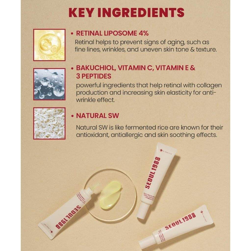 K-secret Seoul 1988 Retinal Lipo Eye Cream 4% + Fermented Bean 30ml For Wrinkle Care, Firming & Dark Circles