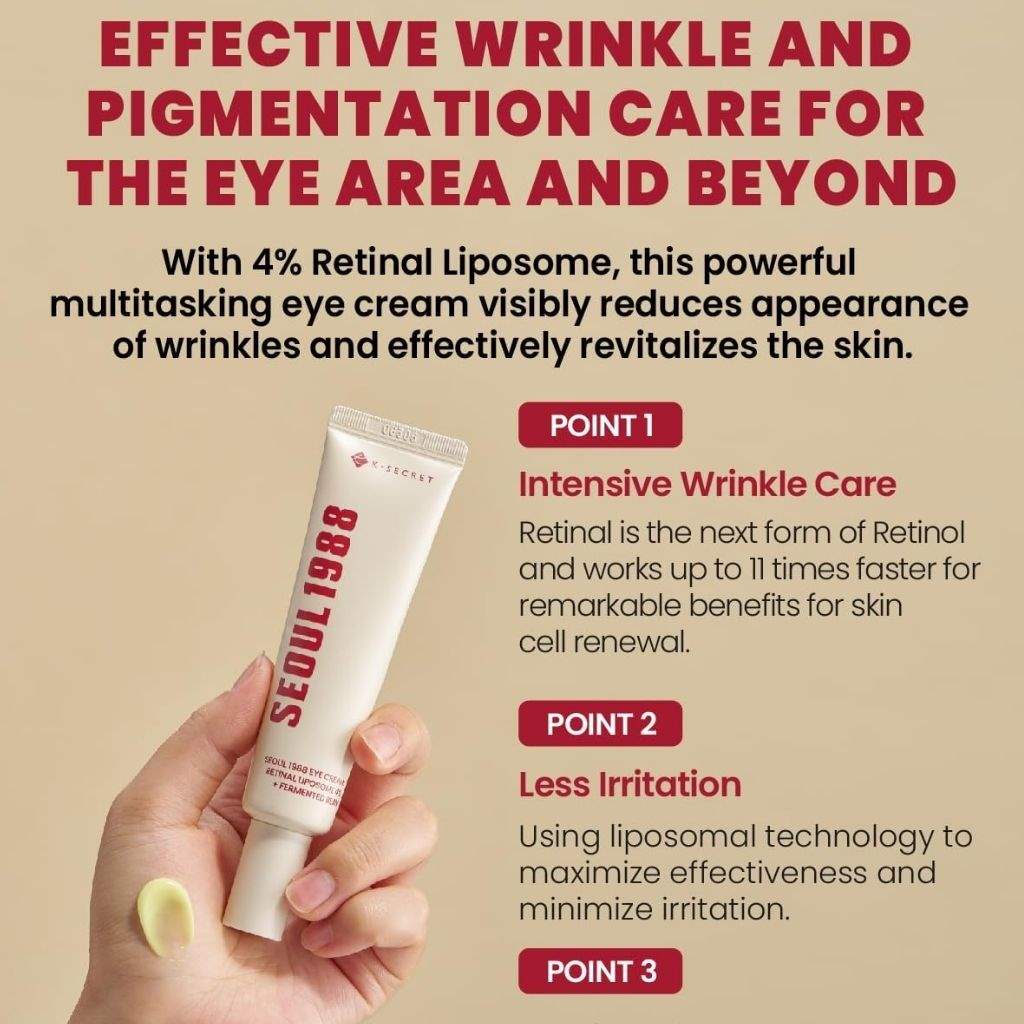 K-secret Seoul 1988 Retinal Lipo Eye Cream 4% + Fermented Bean 30ml For Wrinkle Care, Firming & Dark Circles