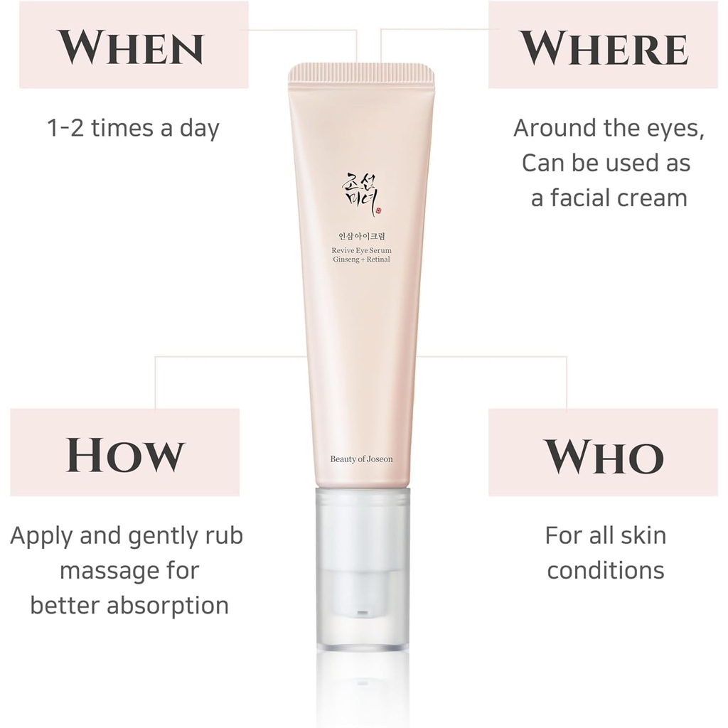Beauty Of Joseon Revive Eye Serum Ginseng + Retinal 30ml For Wrinkle Care, Firming & Eye Rejuvenation