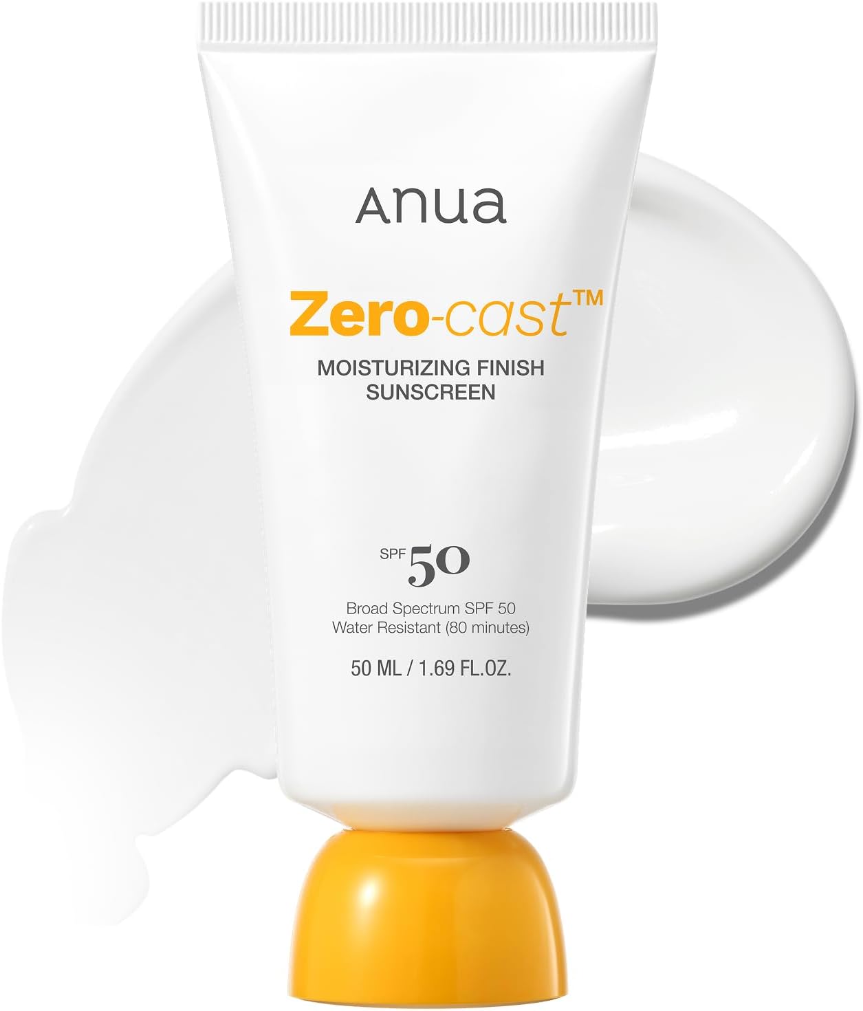 Anua Zero-cast Moisturizing Finish Sunscreen Spf50+ Pa++++ 50ml For Invisible Uv Protection & Daily Hydration