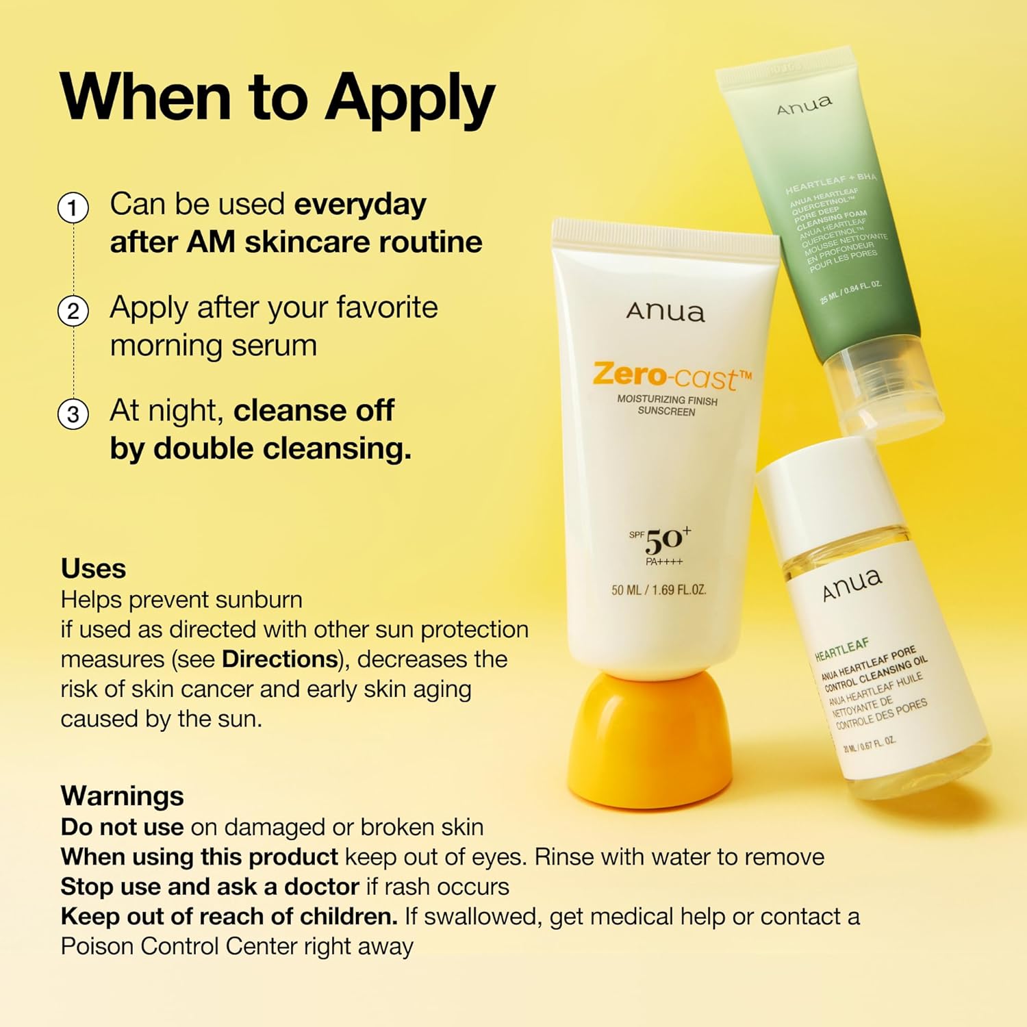 Anua Zero-cast Moisturizing Finish Sunscreen Spf50+ Pa++++ 50ml For Invisible Uv Protection & Daily Hydration