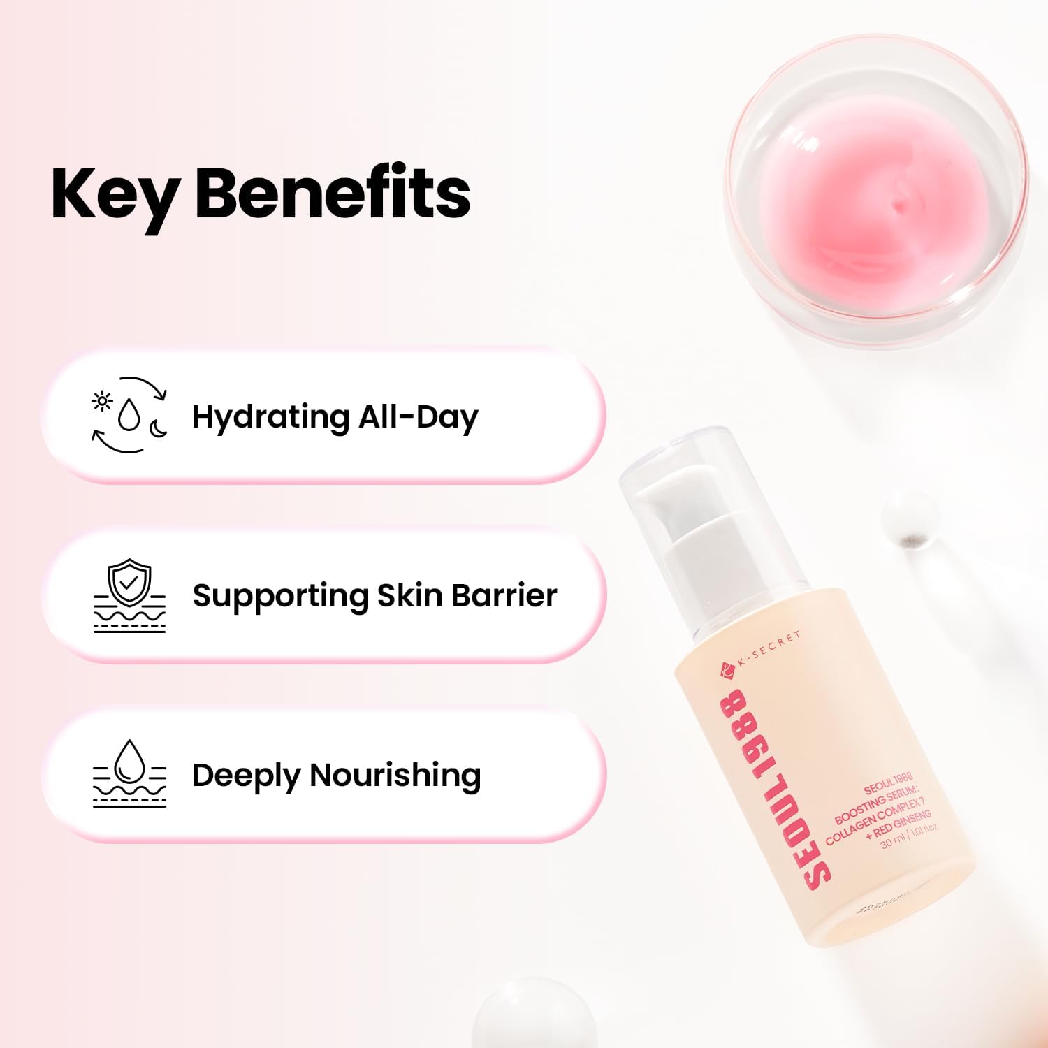 K-secret Seoul 1988 Boosting Serum Collagen Complex 7 + Red Ginseng 30ml For Firming, Elasticity & Skin Renewal