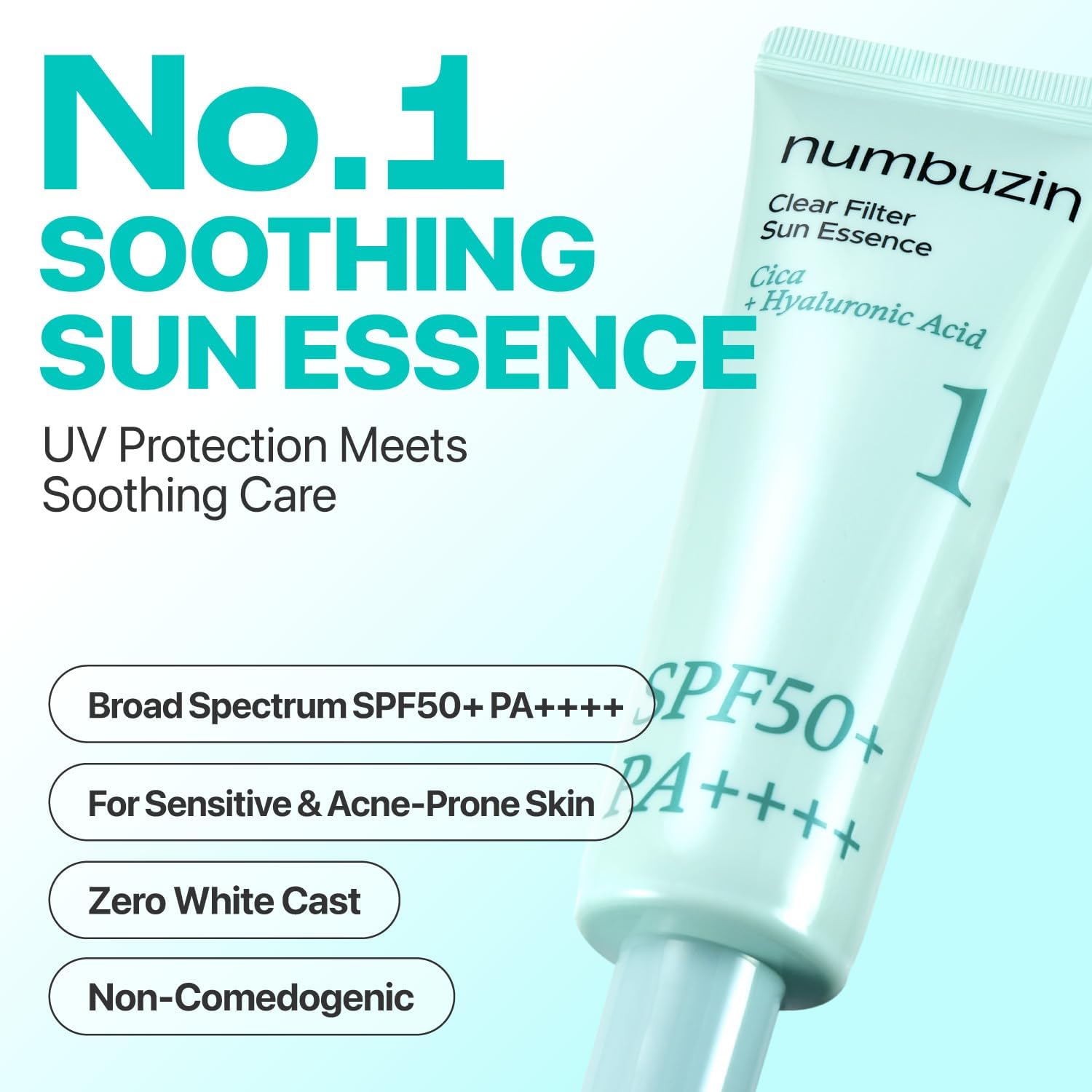 Numbuzin No.1 Clear Filter Sun Essence Spf50+ Pa++++ 50ml For Lightweight Uv Protection & Hydration