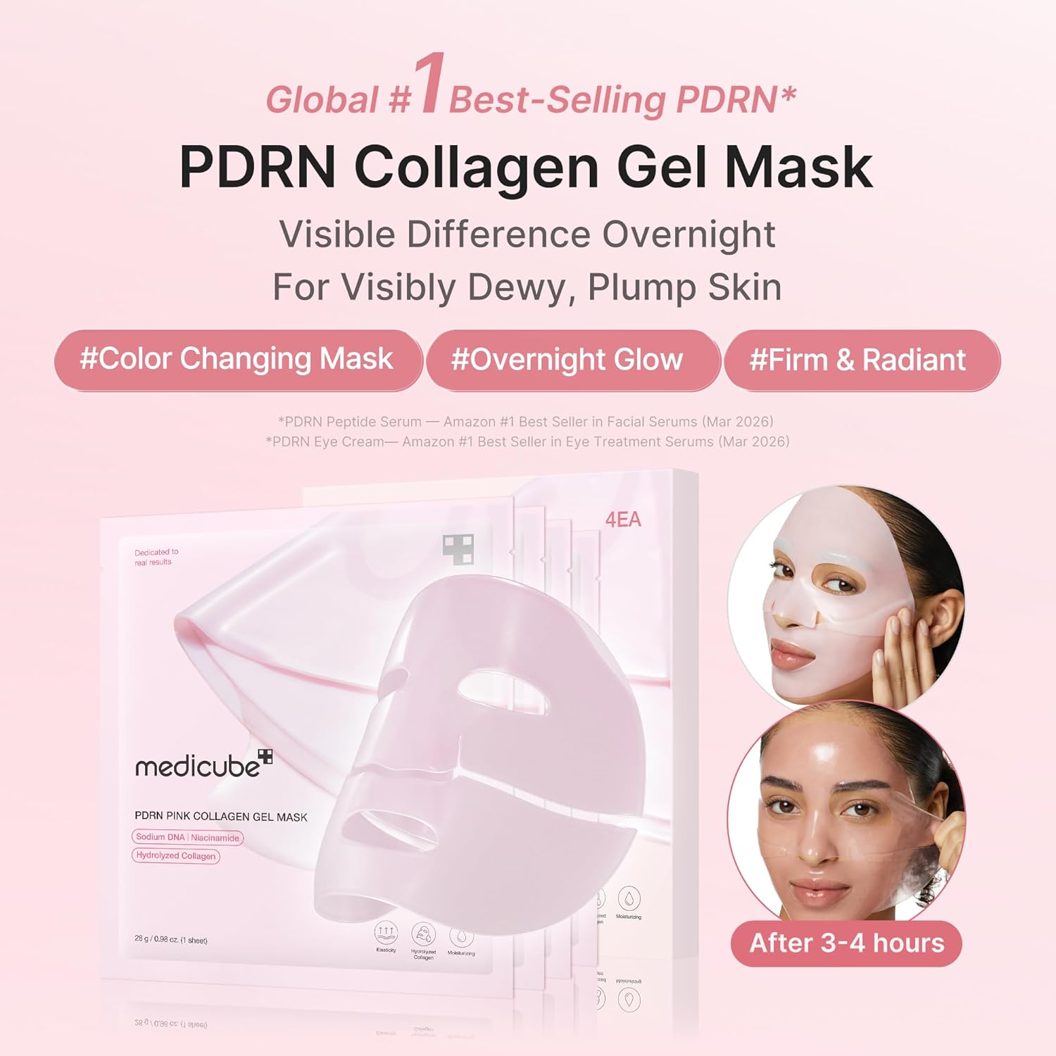 Medicube Pdrn Pink Collagen Gel Mask Single Sheet For Firming, Deep Hydration & Skin Elasticity