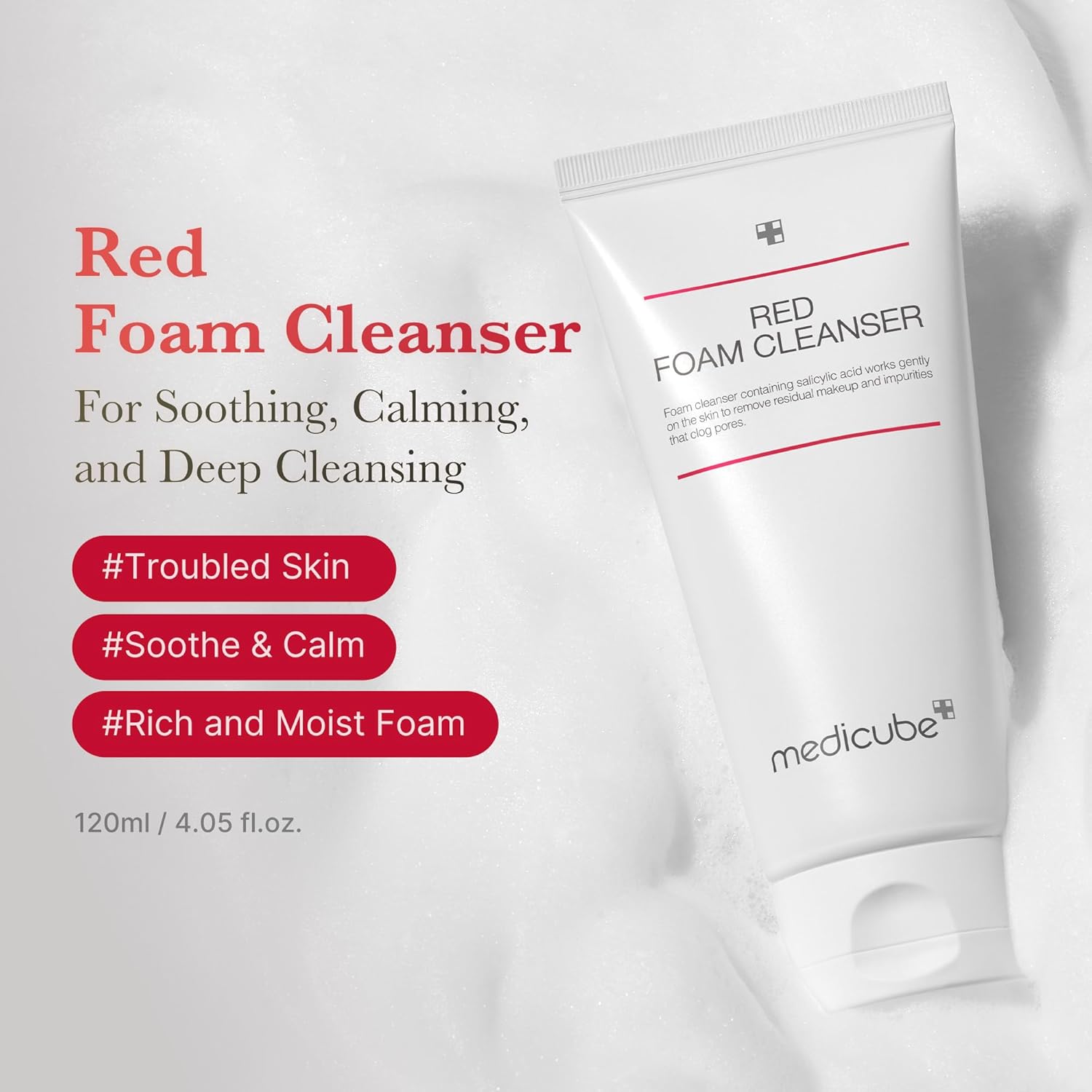 Medicube Red Foam Cleanser 120ml For Deep Cleansing, Acne Care & Oil Control