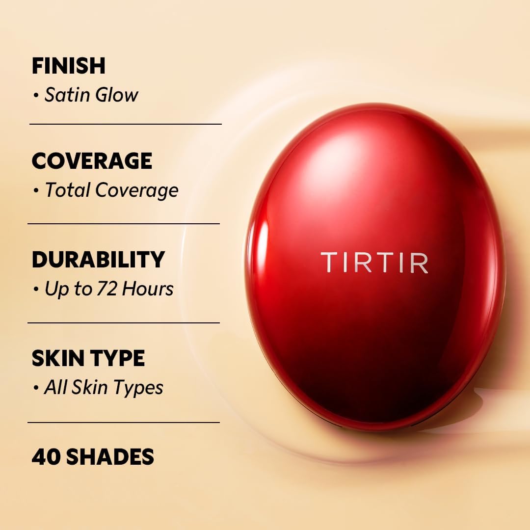 Tirtir Mask Fit Red Cushion 21n Ivory Spf40 Pa++ 18g For Long-lasting Flawless Coverage