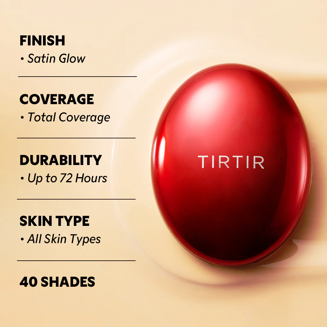 Tirtir Mask Fit Red Cushion 21w Natural Ivory Spf40 Pa++ 18g For Long-lasting Flawless Coverage