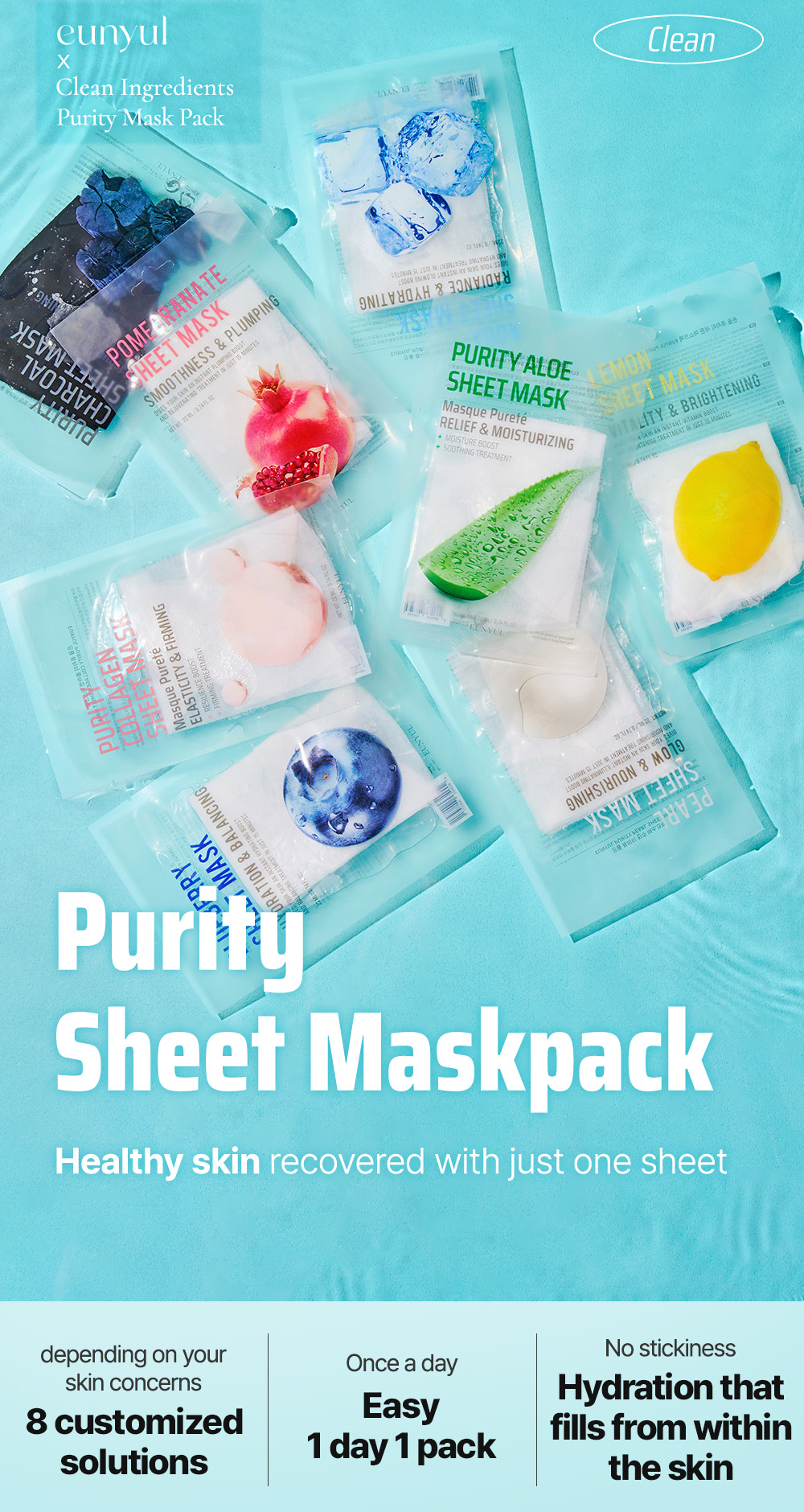 Eunyul Purity Aloe Sheet Mask 22ml For Soothing, Hydration & Skin Barrier Care