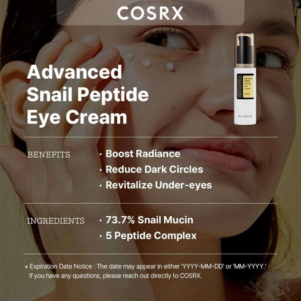 COSRX Advanced Snail Peptide Eye Cream 25ml for Dark Circles, Puffiness & Anti-Aging Care