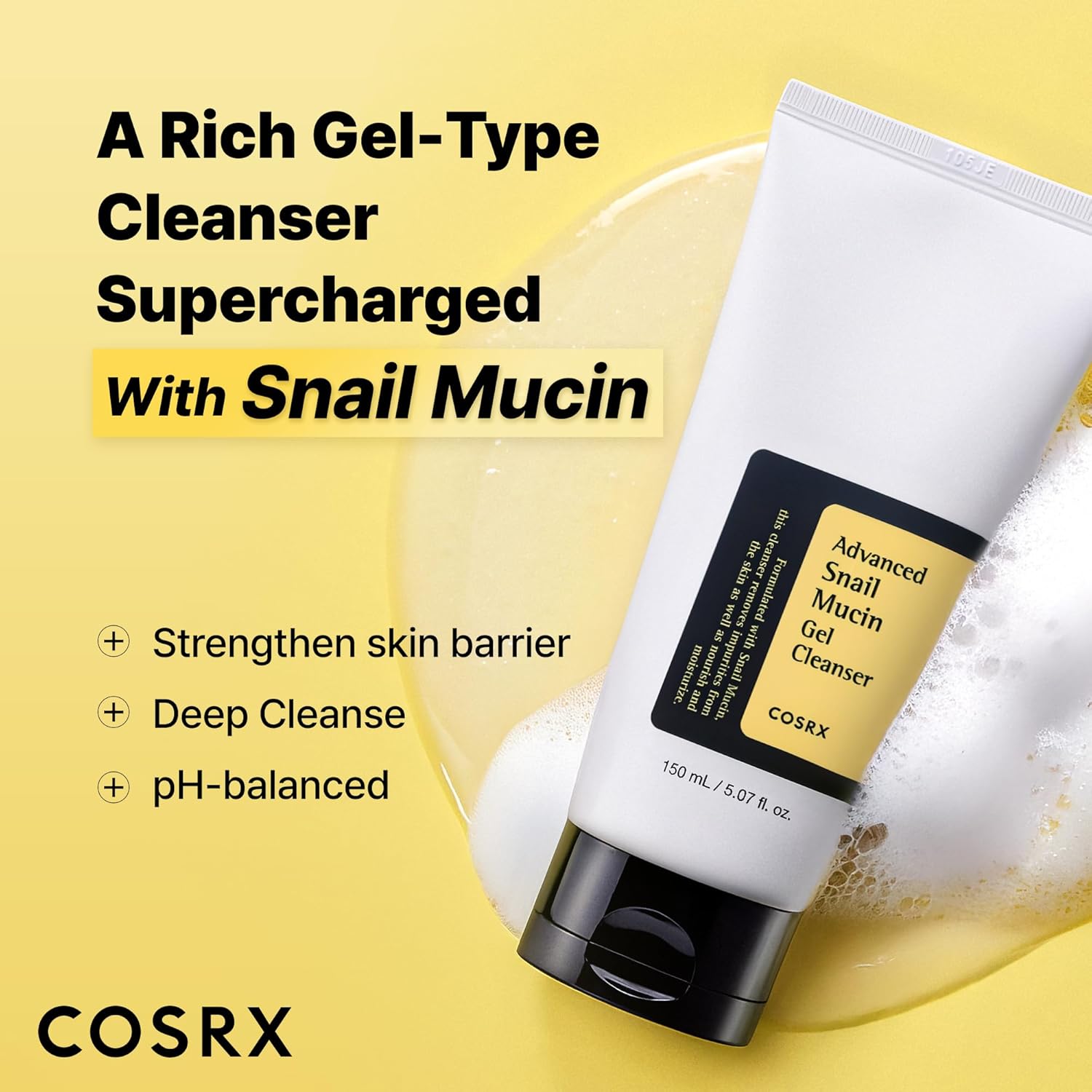 Cosrx Advanced Snail Mucin Gel Cleanser 150ml For Gentle Cleansing, Hydration & Barrier Care