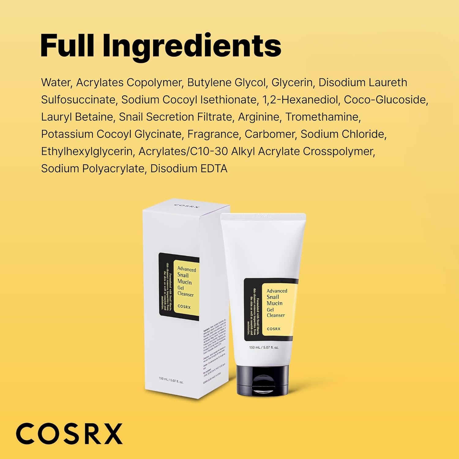 Cosrx Advanced Snail Mucin Gel Cleanser 150ml For Gentle Cleansing, Hydration & Barrier Care