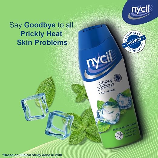 Nycil Cool Herbal Prickly Heat Powder 150g – Cooling Relief From Sweat, Itching & Prickly Heat