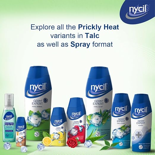 Nycil Cool Herbal Prickly Heat Powder 150g – Cooling Relief From Sweat, Itching & Prickly Heat