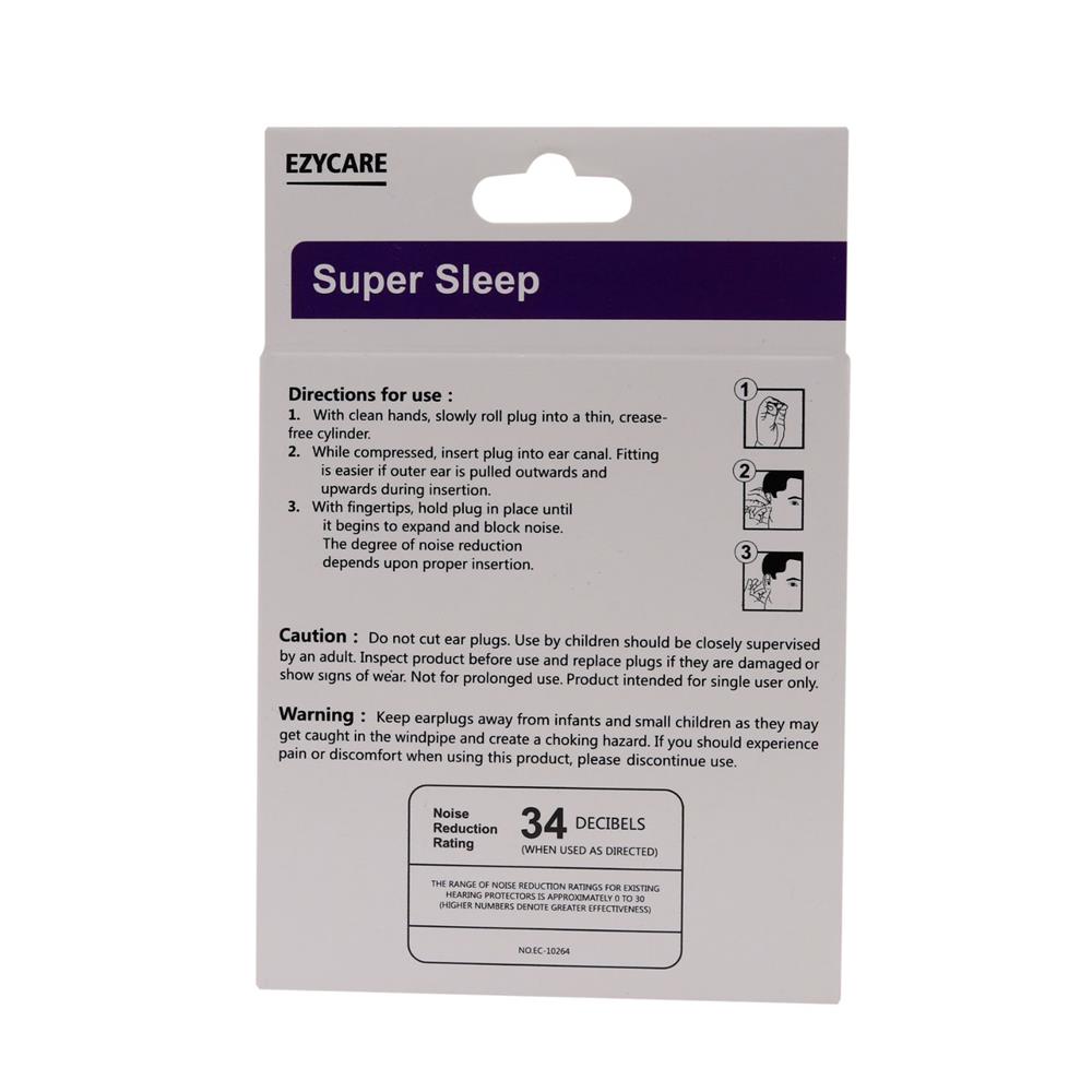 Ezycare Super Sleep Comfort Foam Ear Plugs For Noise Reduction 10264