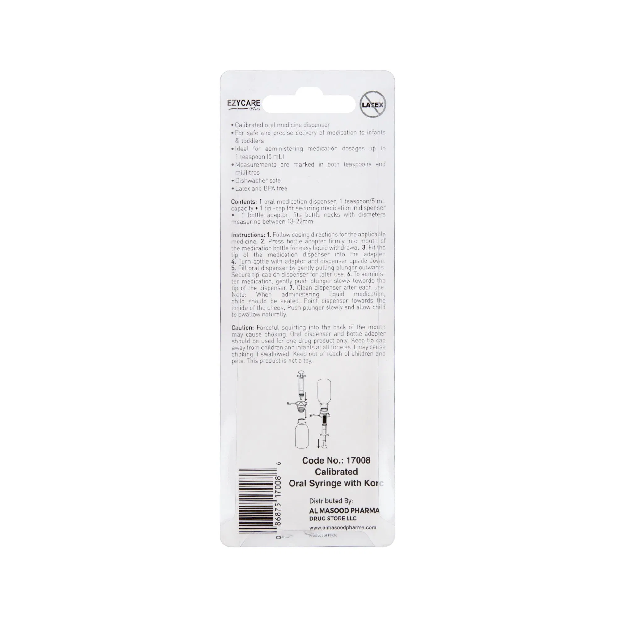 Ezycare Oral Syringe With Dosage Markings 5ml 17008 For Accurate Medicine Administration