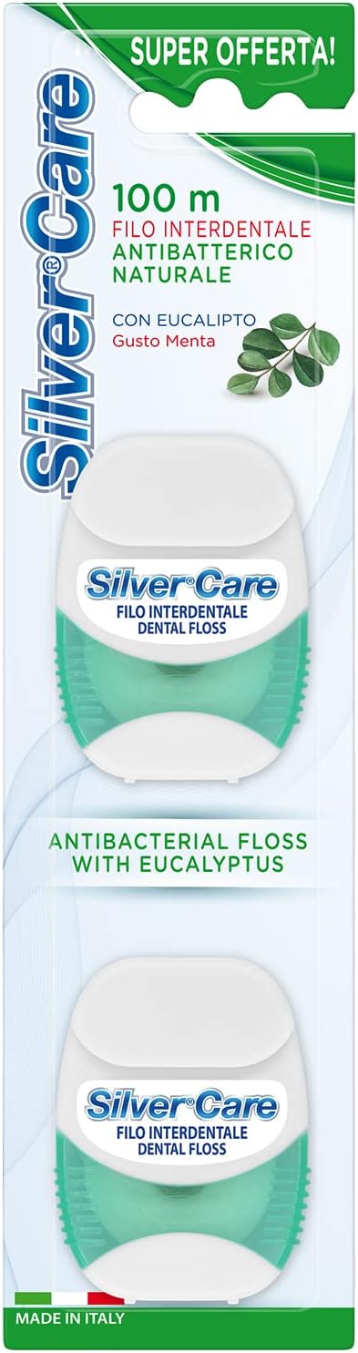 Silver Care Antibacterial Eucalyptus Dental Floss 50m 2's – Fresh Interdental Cleaning