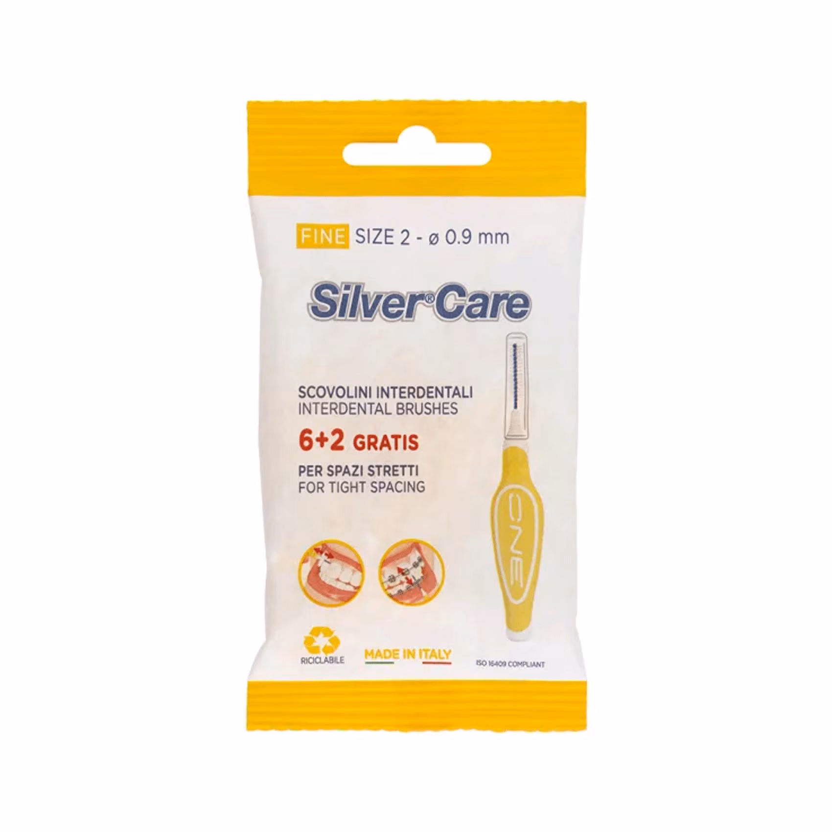 Silver Care Interdental Brush Fine 0.9mm 6+2 – Precision Between-teeth Cleaning
