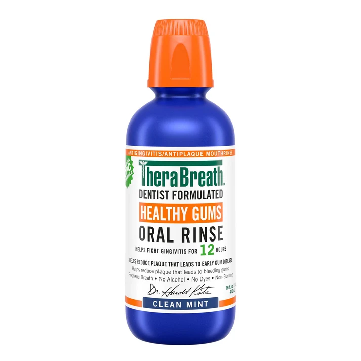 Therabreath Healthy Gums Oral Rinse Clean Mint 473ml – Helps Control Plaque, Gingivitis & Bad Breath