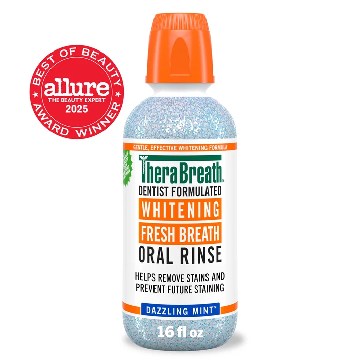 Therabreath Whitening Oral Rinse Dazzling Mint 473ml – Helps Remove Surface Stains & Freshen Breath
