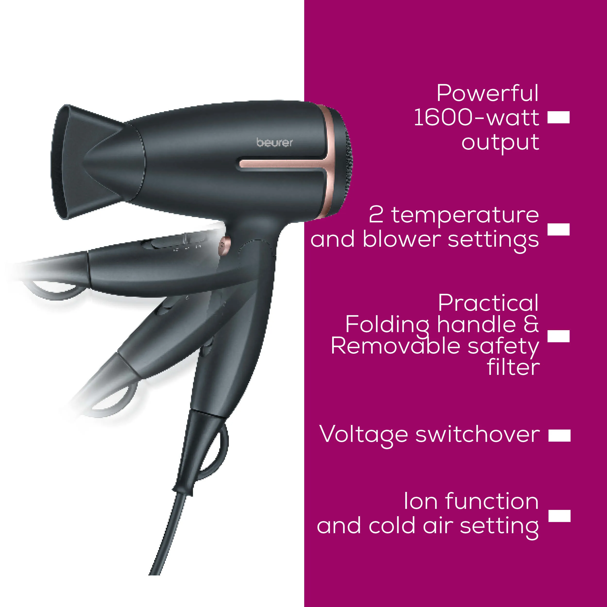 Beurer Hc25 Travel Hair Dryer