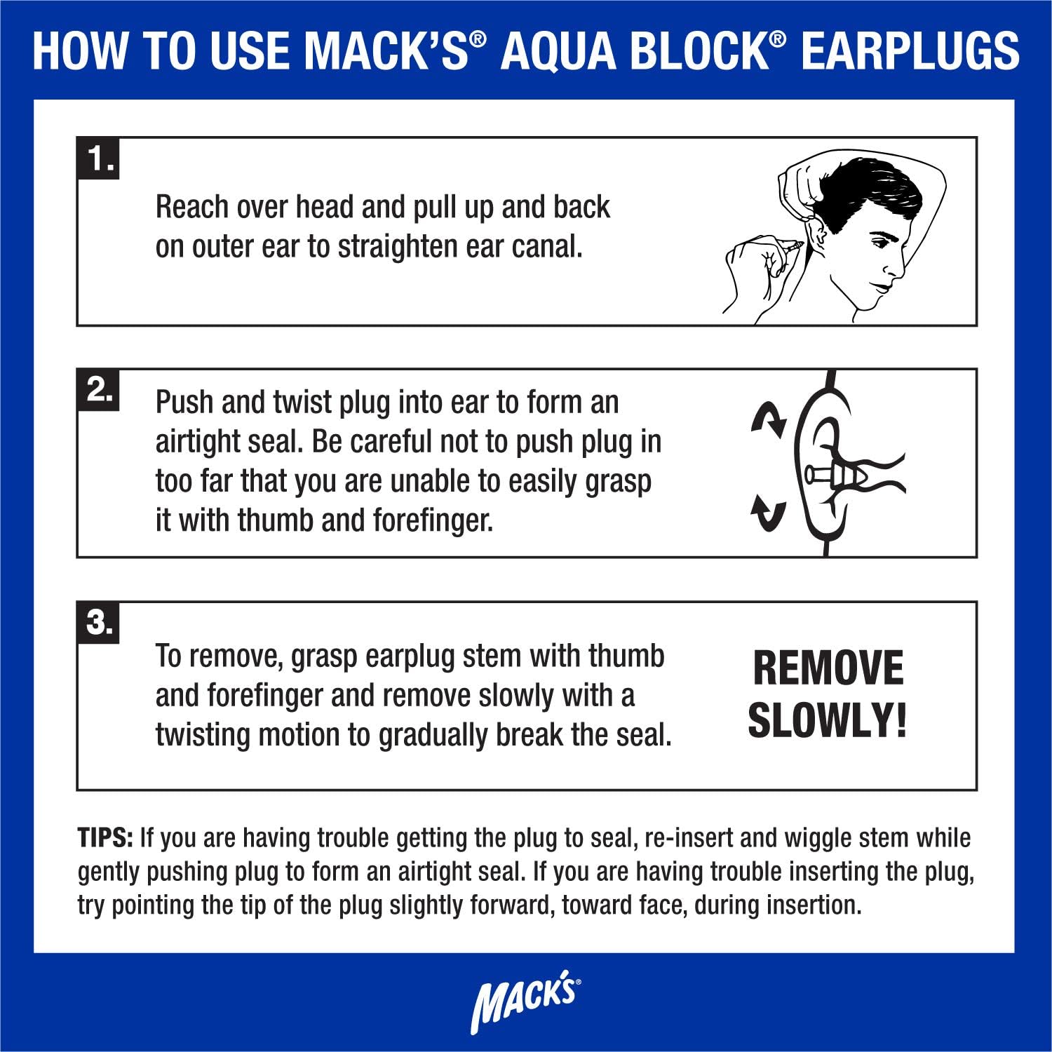 Mack's Aquablock Earplugs Purple 2 Pairs