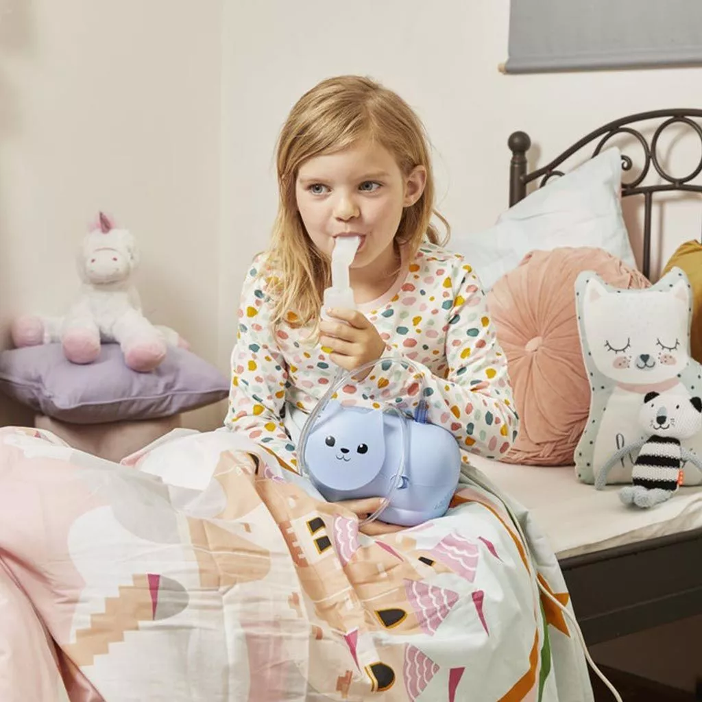 OMRON Nami Cat NE-C303K-KDUK Kids Compressor Nebulizer with Adult & Child Masks – Child-Friendly Respiratory Therapy