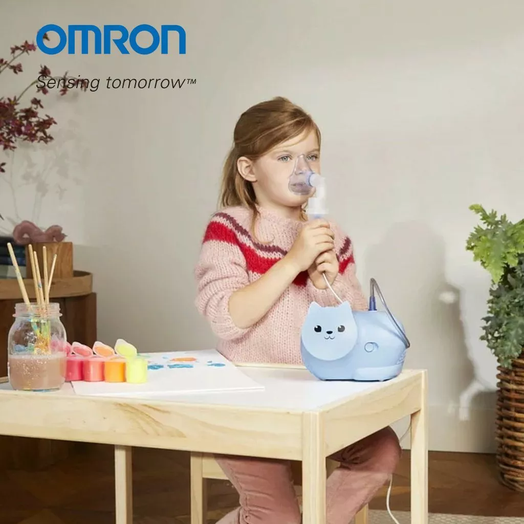 OMRON Nami Cat NE-C303K-KDUK Kids Compressor Nebulizer with Adult & Child Masks – Child-Friendly Respiratory Therapy