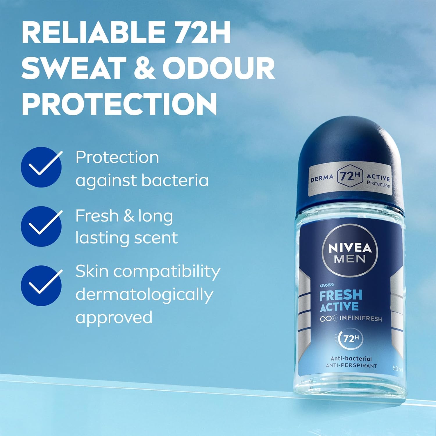 Nivea Men Deodorant Roll-on Fresh Active 50 Ml (82808)