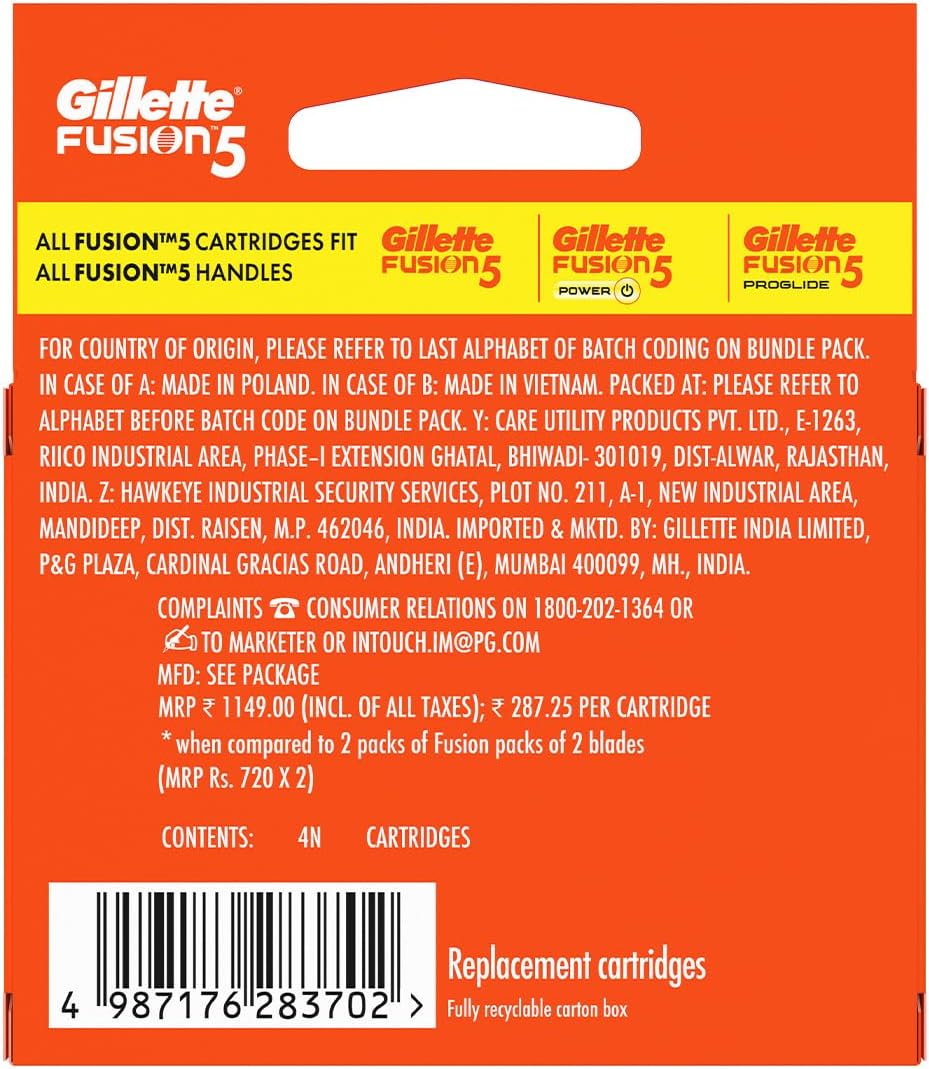Gillette Fusion Manual Cartridge Blades 4-pack