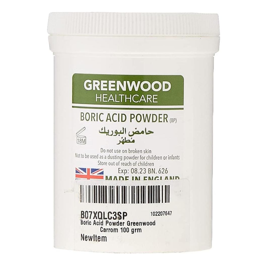 Greenwood Boric Acid Powder 100g For General Antiseptic & External Use