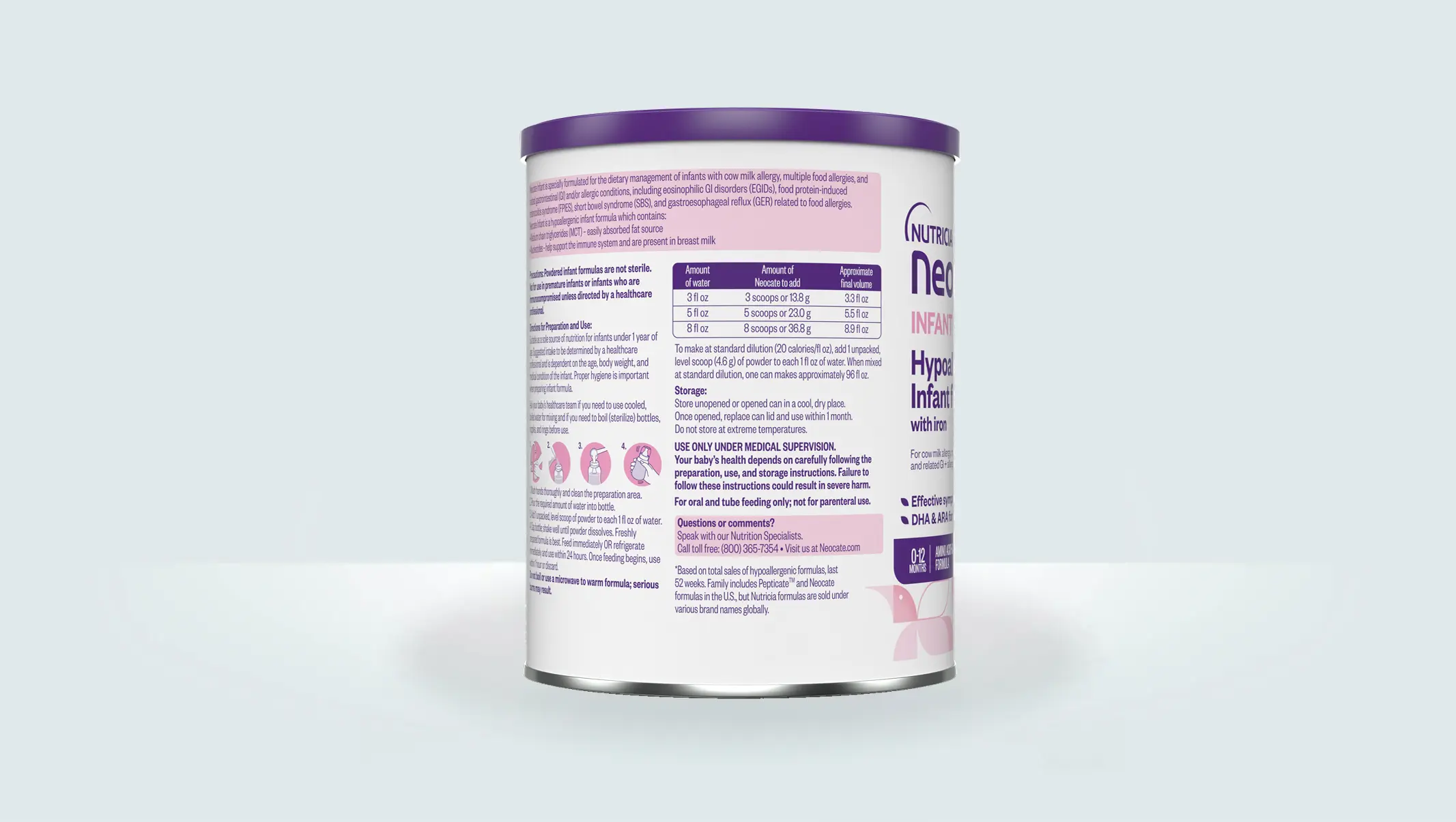 Neocate Infant DHA/ARA 400g Amino Acid-Based Infant Formula for Cow's Milk Protein Allergy (Birth–12 Months)