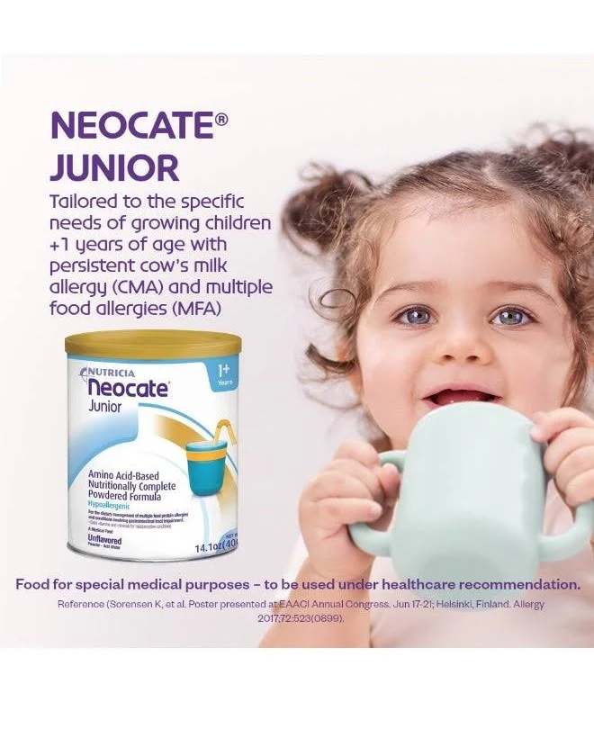 Neocate Junior Unflavoured 400g Amino Acid-Based Nutritionally Complete Formula for Children 1+ Years with Cow's Milk Allergy
