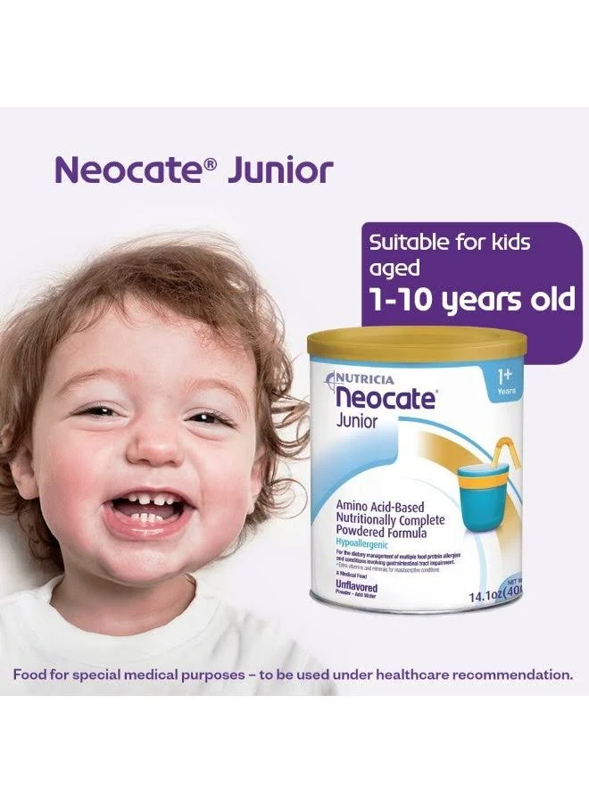Neocate Junior Unflavoured 400g Amino Acid-Based Nutritionally Complete Formula for Children 1+ Years with Cow's Milk Allergy