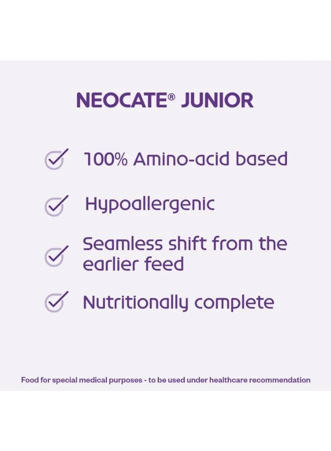 Neocate Junior Unflavoured 400g Amino Acid-Based Nutritionally Complete Formula for Children 1+ Years with Cow's Milk Allergy