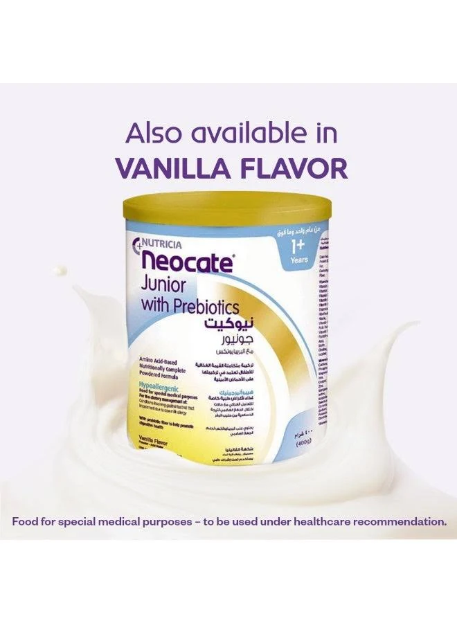 Neocate Junior Unflavoured 400g Amino Acid-Based Nutritionally Complete Formula for Children 1+ Years with Cow's Milk Allergy