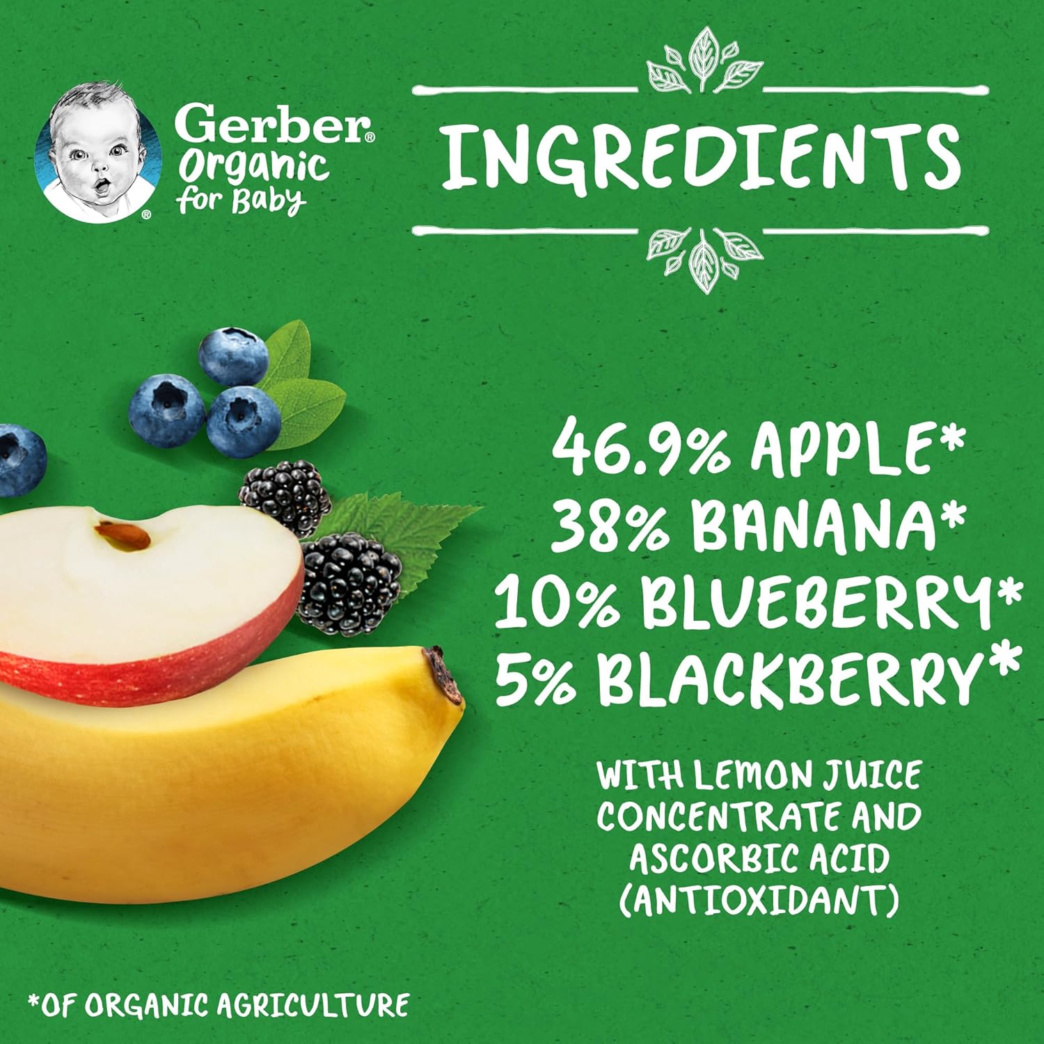 Nestle Gerber Apple Banana & Blueberry Puree 7x90g