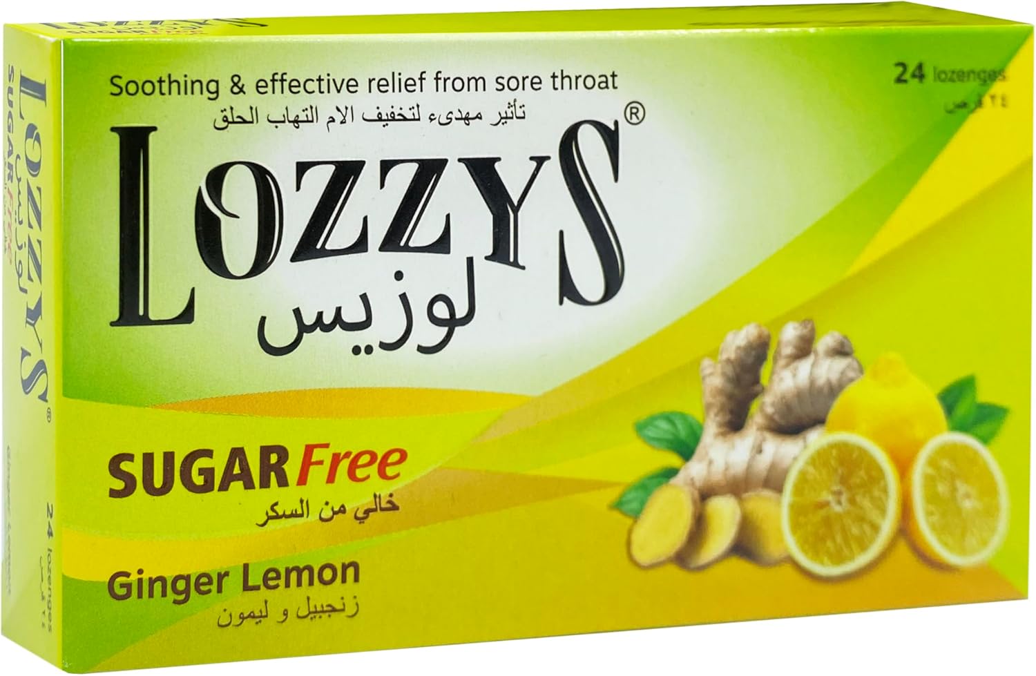 Lozzy's Sugar Free Ginger Lemon Lozenges 24 Pieces For Sore Throat & Cough Relief