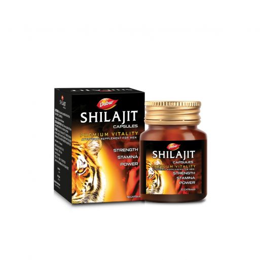 Dabur Shilajit Capsules 100's with Purified Shilajit Extract for Energy, Stamina, Vitality & Men's Wellness