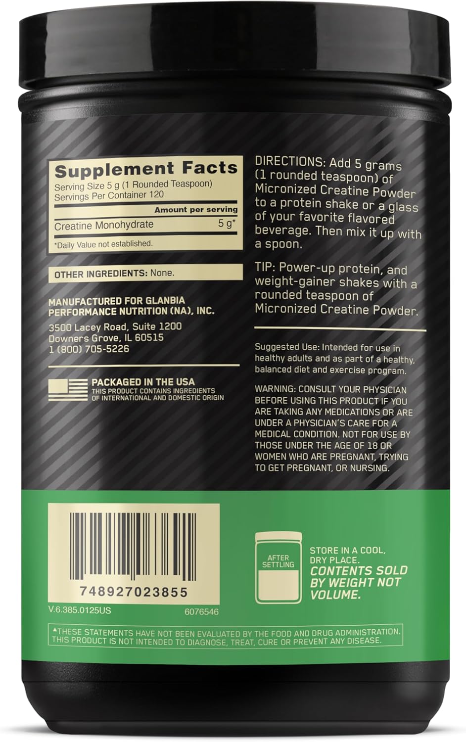 Optimum Nutrition Creatine Powder 600g For Strength & Muscle Performance Support