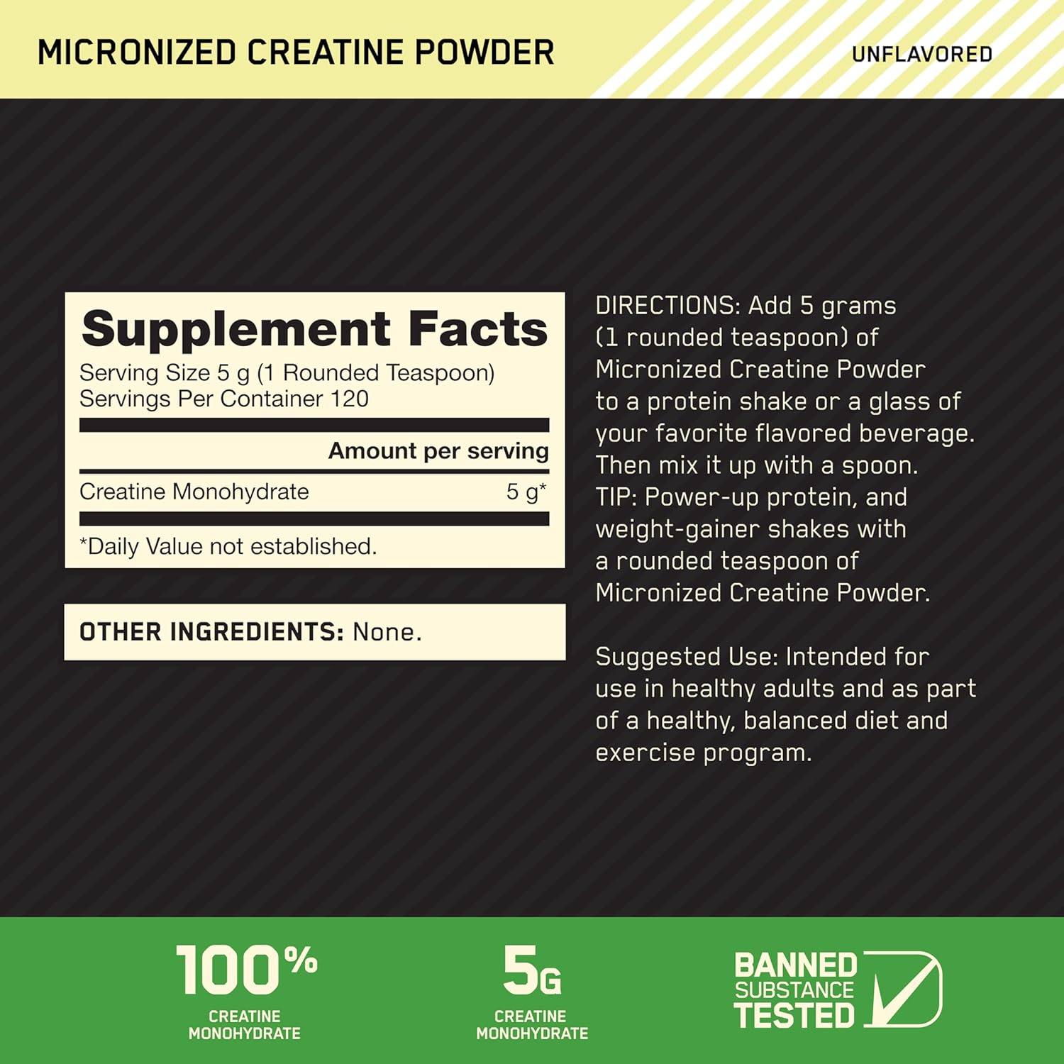 Optimum Nutrition Creatine Powder 600g For Strength & Muscle Performance Support