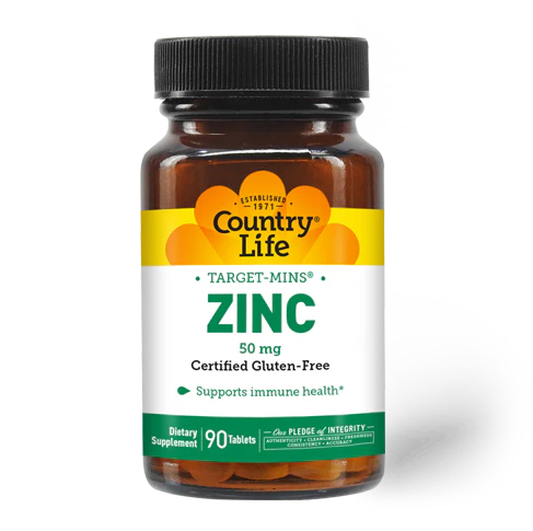 Country Life Zinc 50mg Tablets 90's For Immune Health, Antioxidant Support & Skin Wellness