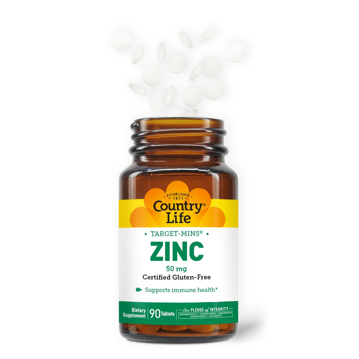 Country Life Zinc 50mg Tablets 90's For Immune Health, Antioxidant Support & Skin Wellness