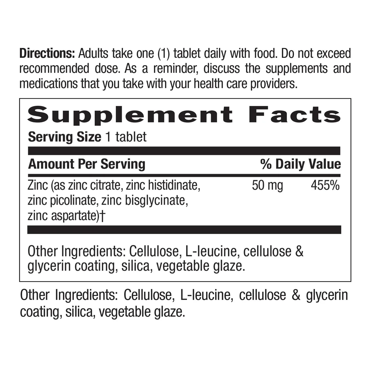 Country Life Zinc 50mg Tablets 90's For Immune Health, Antioxidant Support & Skin Wellness