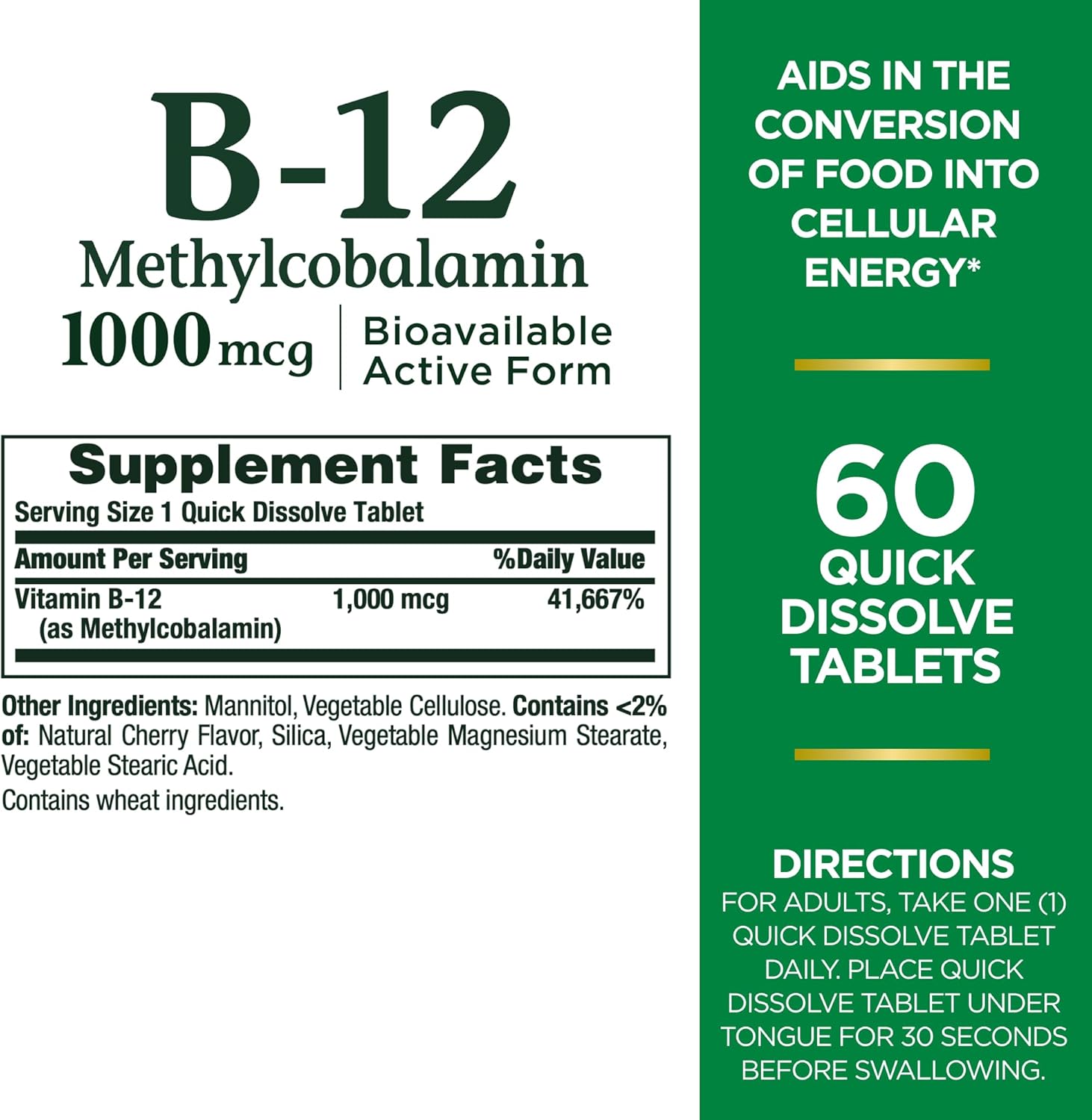 Nature's Bounty Methylcobalamin B12 1000mcg 60'stablets