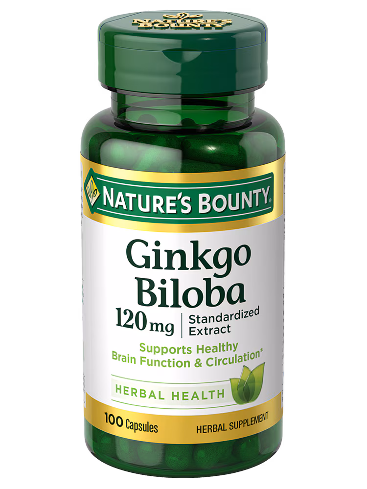 Nature's Bounty Ginkgo Biloba 120mg Capsules For Brain & Memory Support 100's